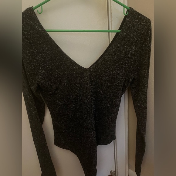 Black shimmer bodysuit. Size small. Worn twice. - Picture 3 of 3